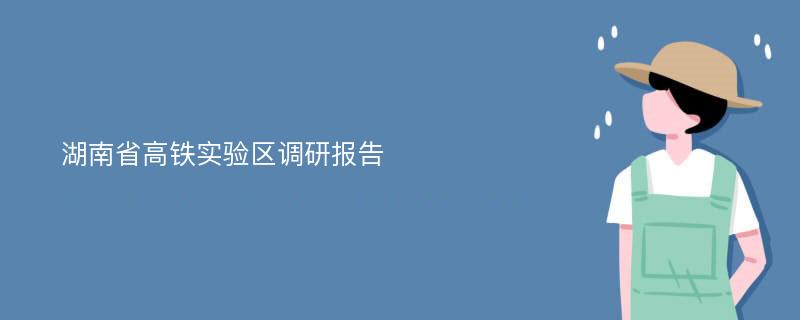 湖南省高铁实验区调研报告
